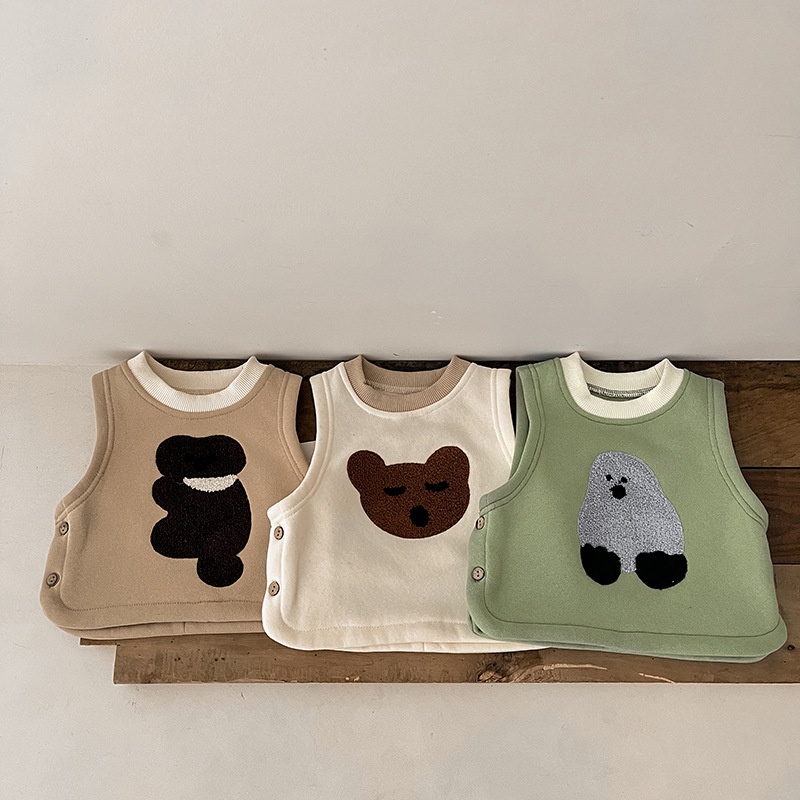 Áo Sát Nách Chất Liệu Cotton In Họa Tiết Hoạt Hình Phong Cách Hàn Quốc Thời Trang Cho Bé