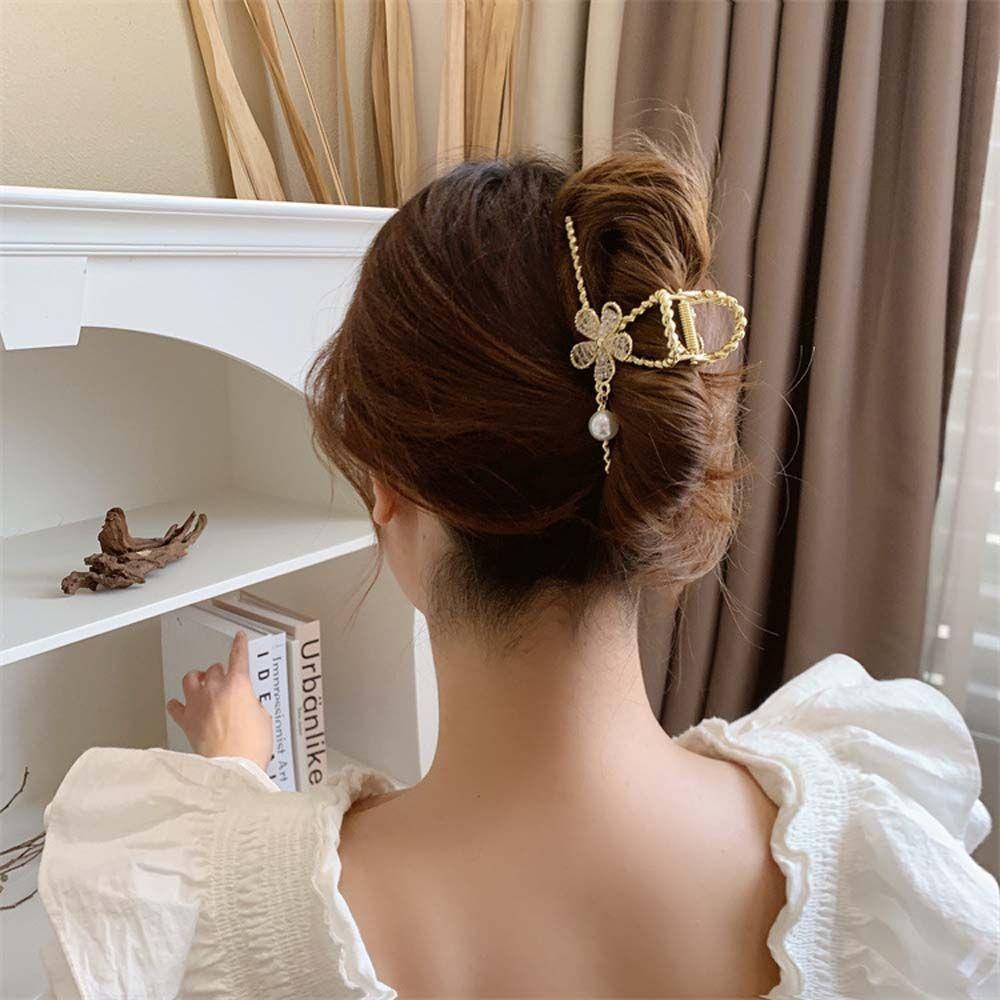 IVORY Kẹp Tóc Kim Loại Hình Cá Mập Đính Hạt Xinh Xắn Phong Cách Vintage Cho Bạn Gái