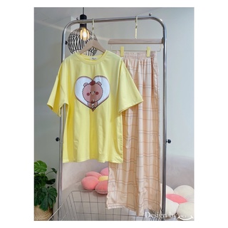 Set dài áo vàng quần lụa caro