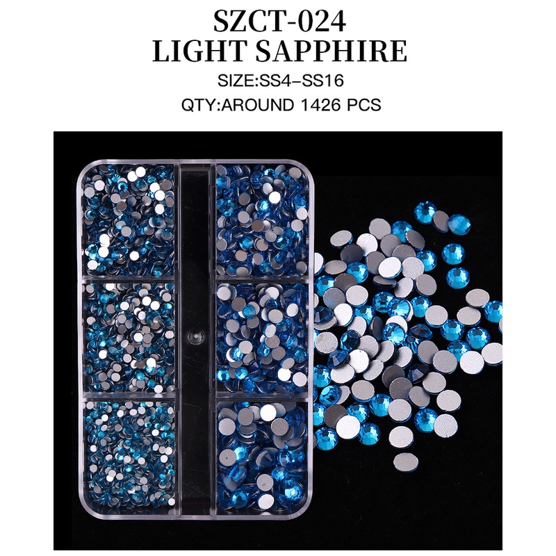 [Hàng mới về] Hộp 6 ngăn đá giả pha lê AB đính móng nghệ thuật trang trí thủ công nhiều kiểu tùy chọn