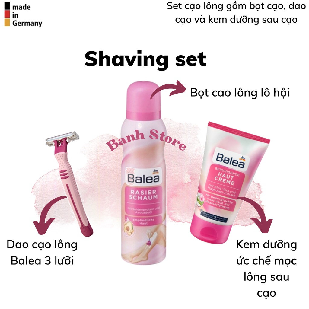 Set Bọt/Gel - Kem - Dao cạo lông Balea cực kì tiết kiệm