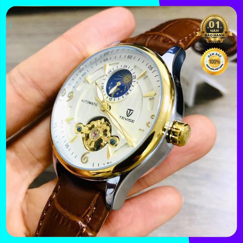 Đồng hồ cơ nam automatic dây da cao cấp cực bền hiệu tevise chính hãng (tặng kèm hộp) | BigBuy360 - bigbuy360.vn