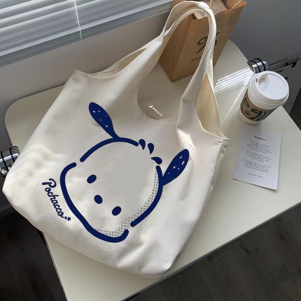 Sanrio Pochacco Puppy bag Phim hoạt hình dễ thương túi vải túi cô gái túi học sinh túi xách túi vai túi mua sắm túi túi môi trường