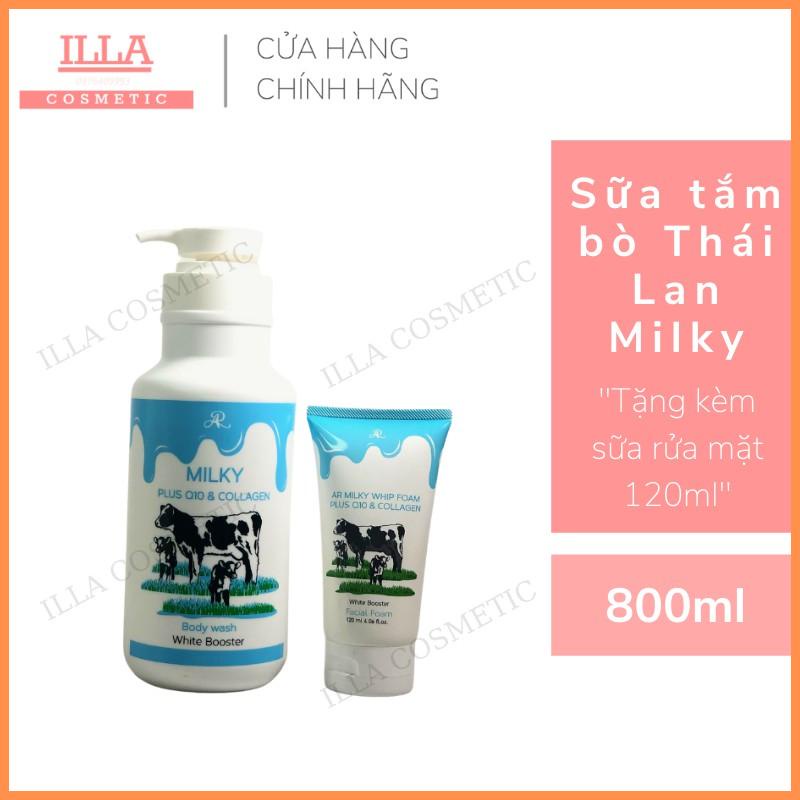 Sữa Tắm Bò Thái Lan Sữa tắm sữa Bò Milky Thái Lan 800ml Tặng Sữa Rửa Mặt 120ml