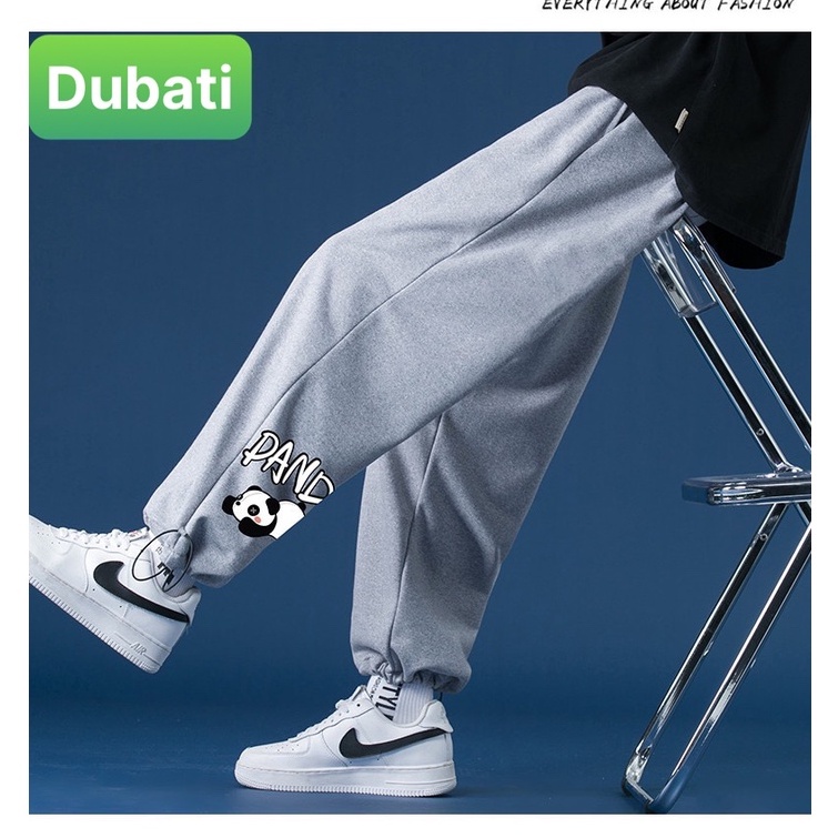 QUẦN JOGGER NAM NỮ UNISEX CHẤT NỈ DÀY DA CÁ ỐNG SUÔNG RỘNG  IN HÌNH GẤU TRÚC PANDA RÚT DÂY PHONG CÁCH XỊN SÒ - DUBATI FA
