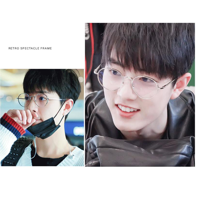 Mắt Kính Gọng Tròn Chống Bức Xạ Phong Cách Hàn Quốc
