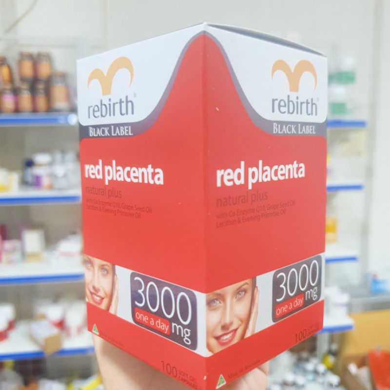 Nhau thai cừu đỏ Rebirth black label red placenta 3000mg 100 viên của Úc