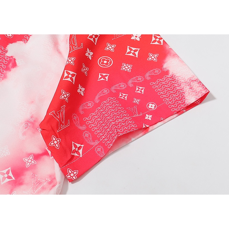 L&v Áo Sơ Mi Ngắn Tay Nhuộm Màu Gradient Biểu Tượng Cổ Điển Thời Trang Mùa Hè Đơn Giản Cá Tính
