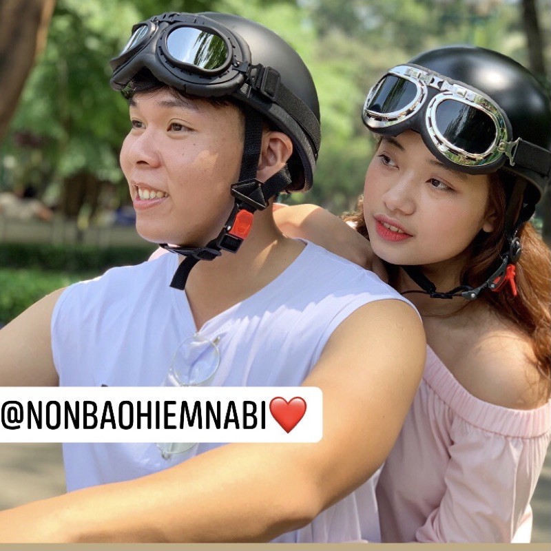 Mũ bảo hiểm 1/2 kèm kính phi công cao cấp