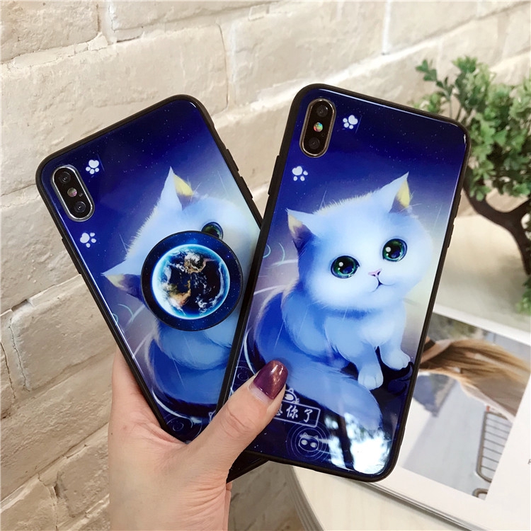 Ốp Lưng Mặt Kính Có Giá Đỡ Linh Hoạt Cho Iphone Xs Xs Max X 8plus Iphone7 6s Plus