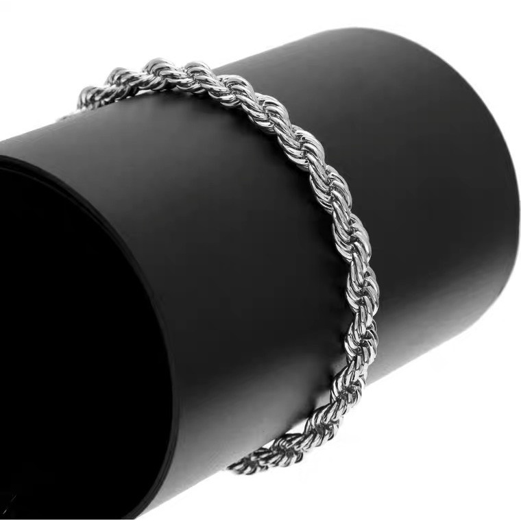 Vòng Tay Nam Nữ Xích Xoắn Đôi Thép Titan Không Gỉ B06