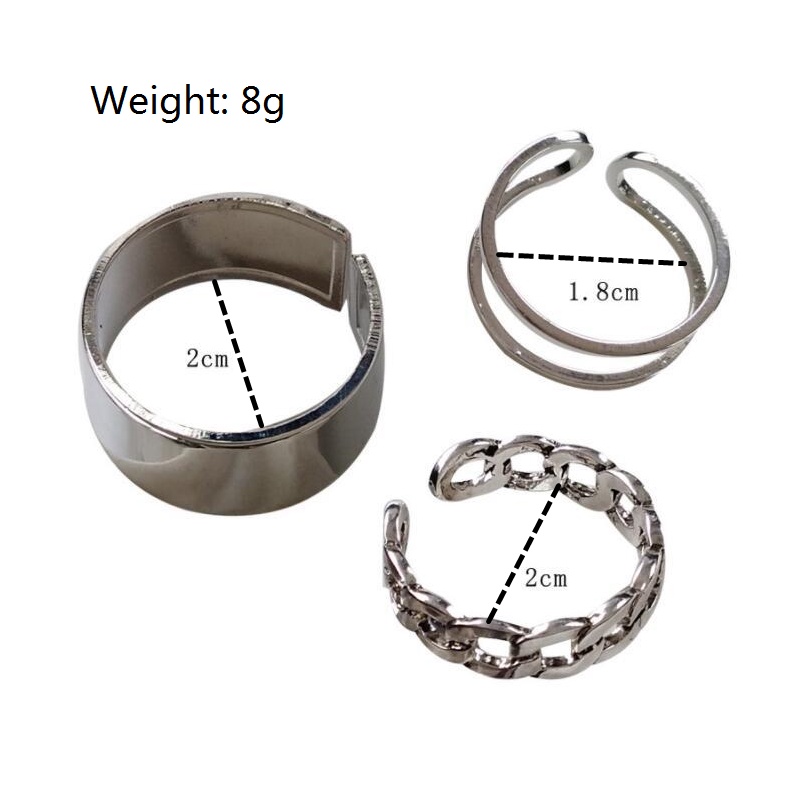 1 Bộ 3 Nhẫn Hở Thiết Kế Đơn Giản Thời Trang