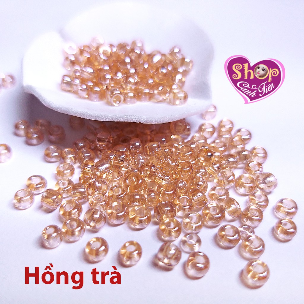 50gr (2000 - 3000 hạt) Cườm Tròn 2mm, 3mm Trong suốt nhiều màu Trang trí Thủ công - Nguyên liệu Đính cườm handmade