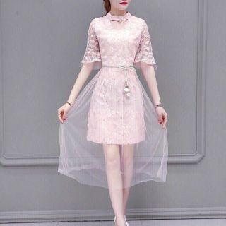 Đầm ren xòe phối tùng lưới