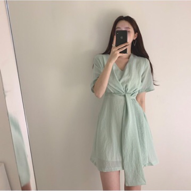 (r133) đầm ulzzang thắt eo hàng order 6-9 ngày