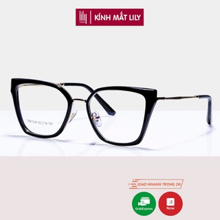Kính mắt nữ cao cấp Lilyeyewear mắt vuông to cá tính càng kính mảnh màu sắc thời trang 87006
