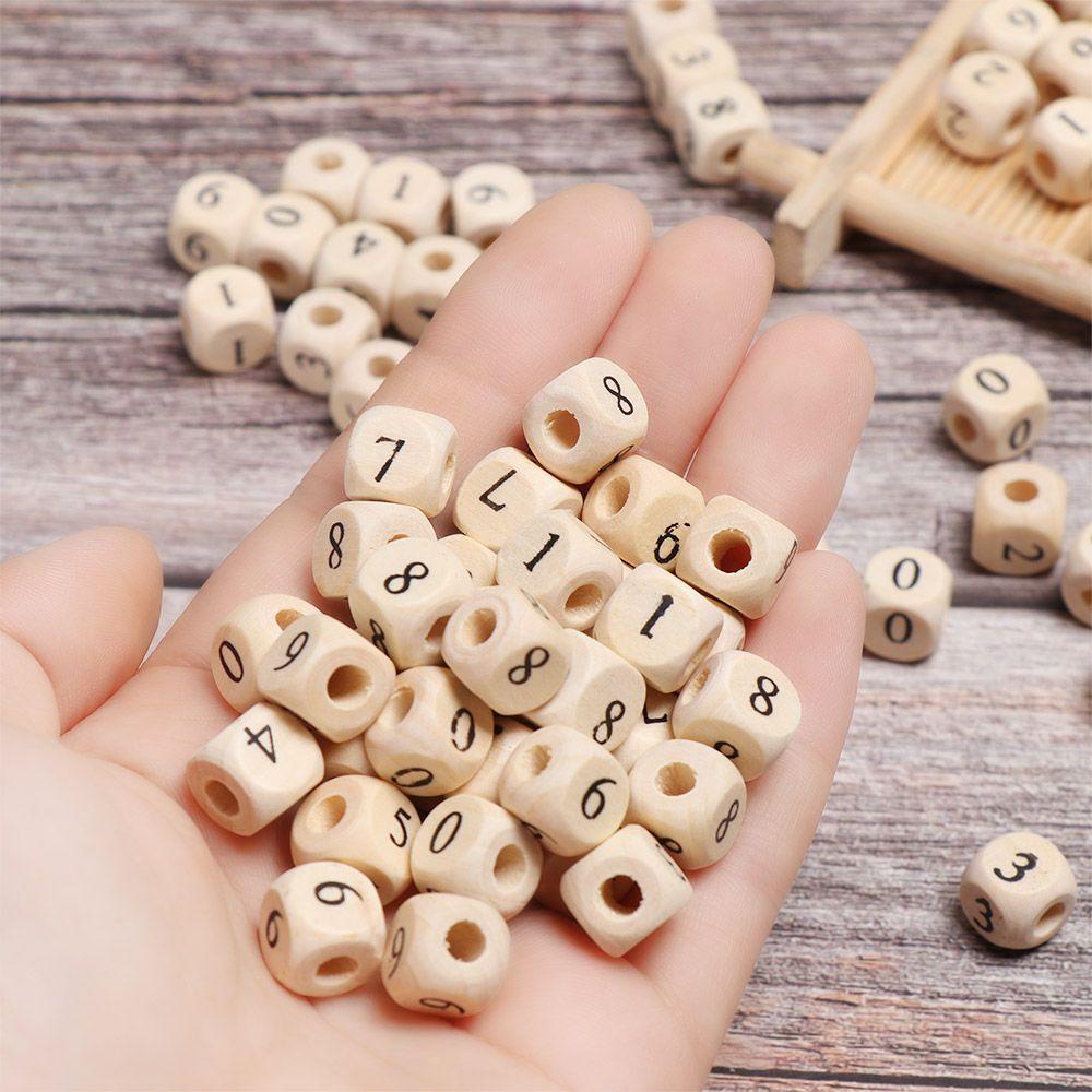 Set 1 / 100 Đồ Chơi Xỏ Hạt Xâu Chuỗi Khắc Chữ Cái / Số DIY Cho Bé Mọc Răng