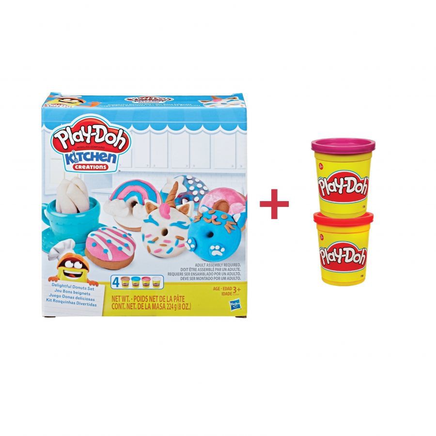 Combo Bột nặn Play Doh Tập làm bánh donut tặng kèm 2 hũ bột nặn CBE3344-2B5517A