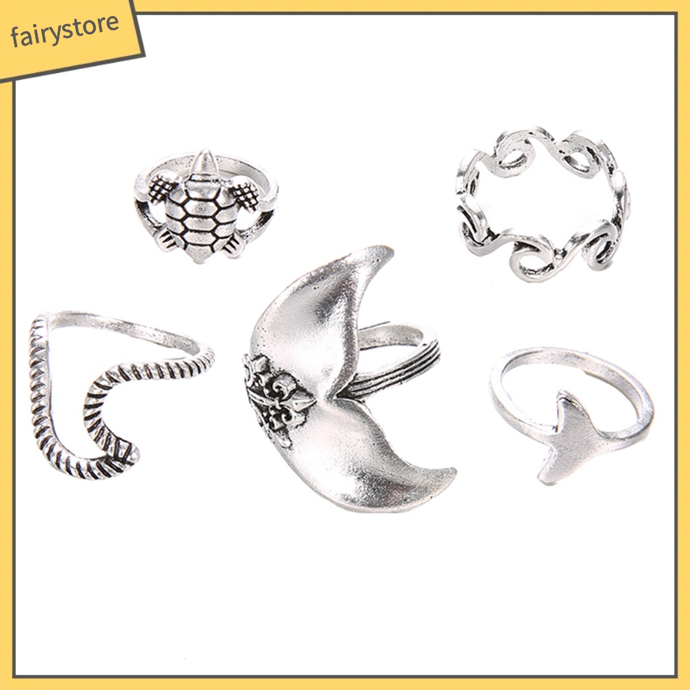 Set 5 Nhẫn Đeo Khớp Ngón Tay Phong Cách Boho Cho Nữ