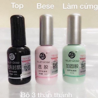sơn bóng liên kết cứng  hoa hong móng gel