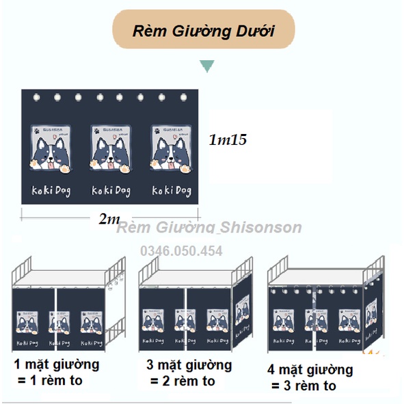 Rèm giường ký túc xá, rèm giường tầng 80cm-90cm mẫu sáng dành cho nữ