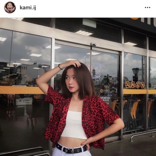 Áo sơ mi da beo ngắn