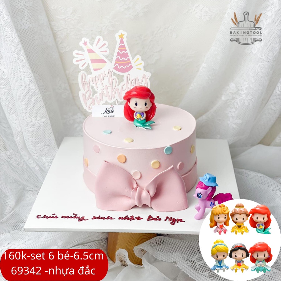 Trang trí bánh mô hình 6 công chúa Disney chibi