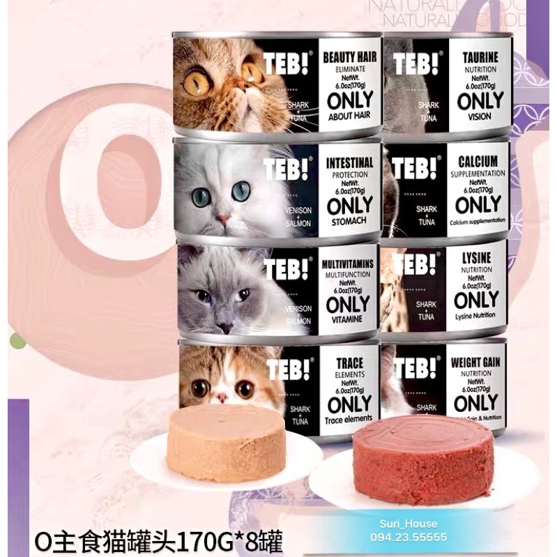 Pate cho mèo Teb O3 thức ăn dinh dưỡng cho mèo tăng cân Surica PTO3 (170gr)