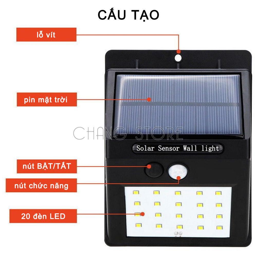 Đèn năng lương mặt trời Solar Powered Led Wall Light 20 Led siêu sáng