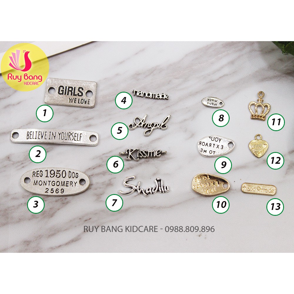 Cành lá kim loại, center đá đính hoa vải handmade