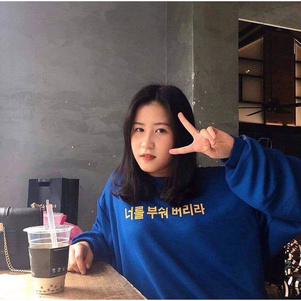 Áo Sweater Cặp Nỉ Trơn Nam Nữ In Chữ Hàn SW02 | BigBuy360 - bigbuy360.vn