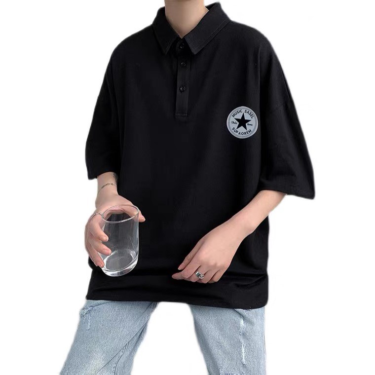 Áo Polo nam nữ Hình Ngôi Sao là điểm nhấn, chất cotton thấm hút mồ hôi, áo thun có cổ