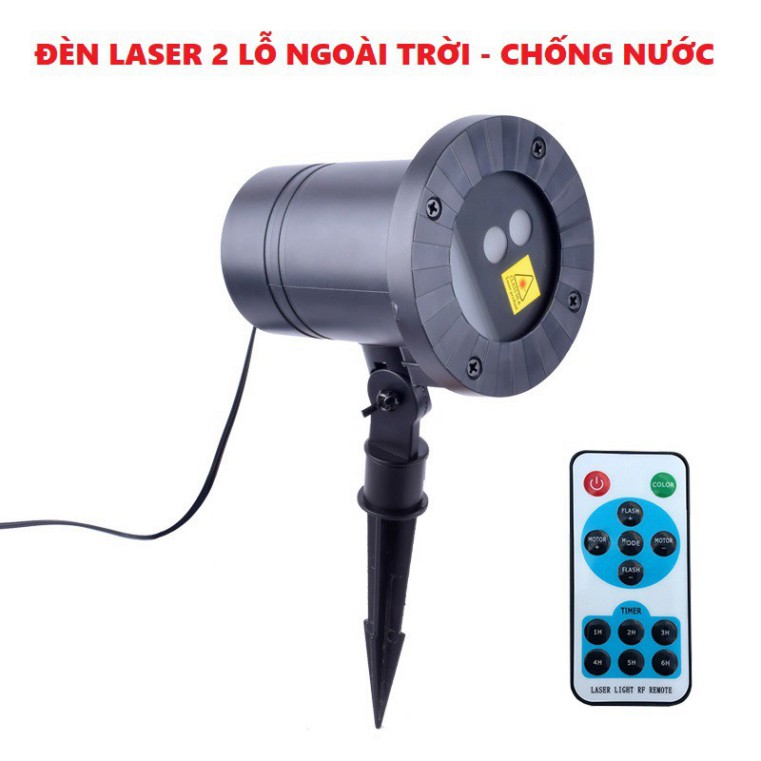 Đèn chiếu sao laser 2 lỗ chống nước dùng để trang trí NOEL TẾT - Hàng nhập khẩu