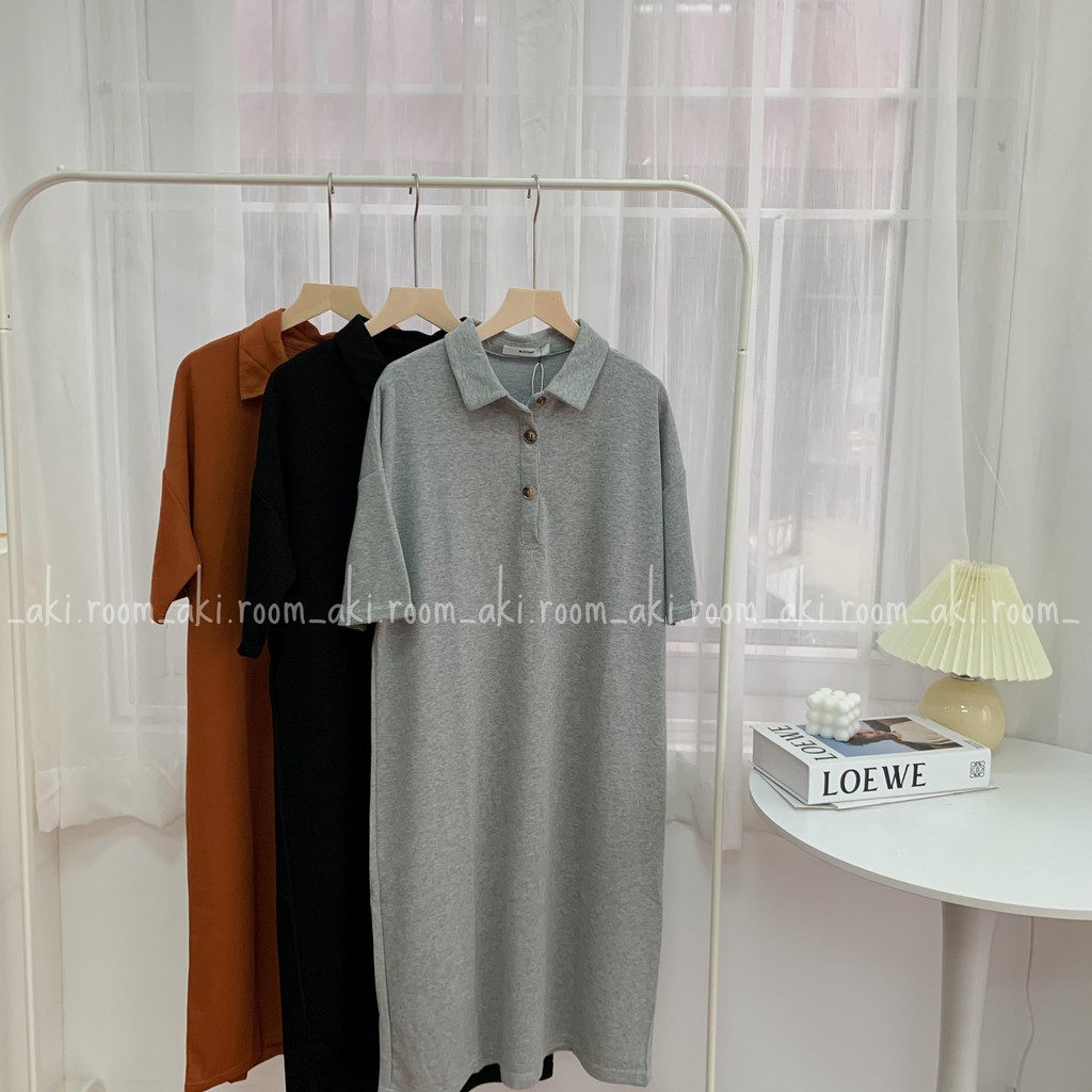 Váy thun suông trơn dài cổ đức