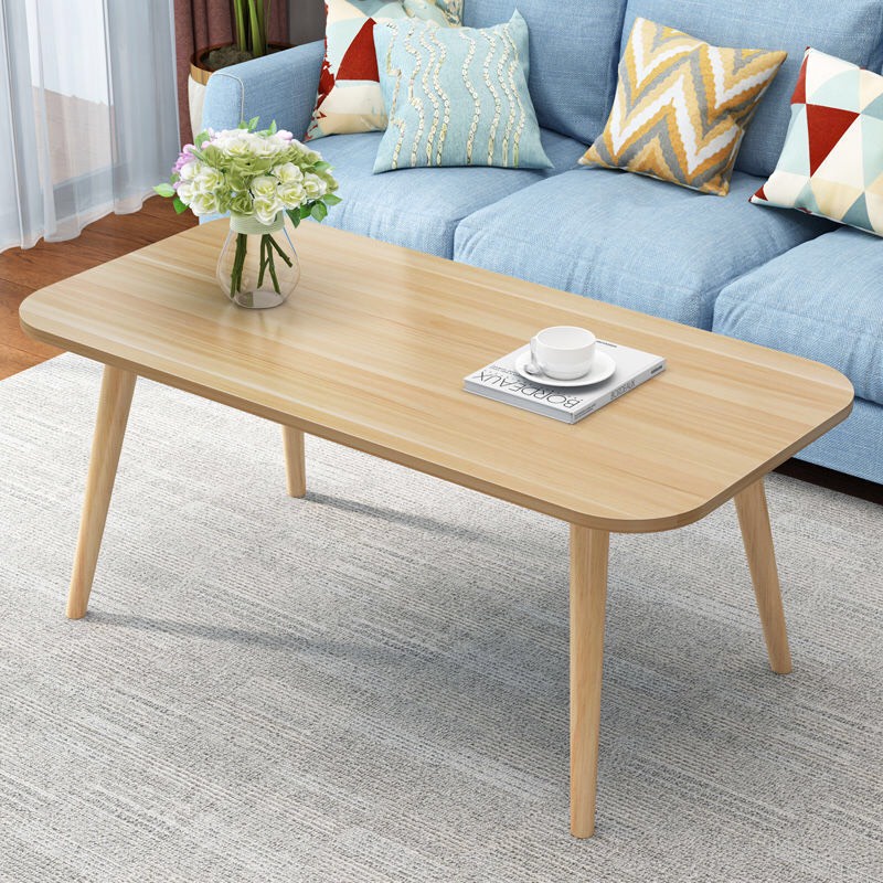 Bàn trà chữ nhật ngồi bệt hoặc ngồi cao với ghế sofa, chân gỗ tự nhiên chắc chắn và sơn pu, rất dễ dàng lắp đặt