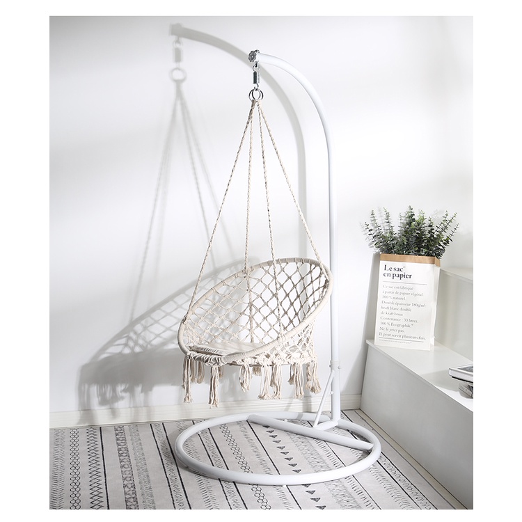 Xich đu Macrame cotton Swing kinh bắc siêu chất mầu kem Trắng- Có Cần treo đi kèm