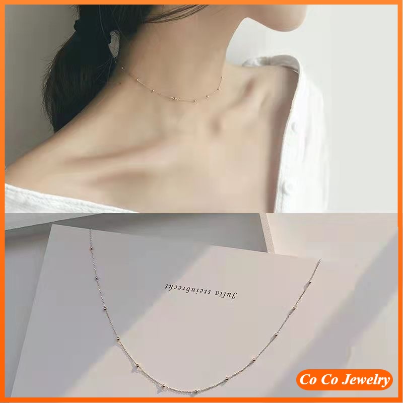 Bộ dây chuyền và vòng tay chuỗi hạt tròn thời trang Hàn Quốc dành cho bạn nữ (có bán lẻ)