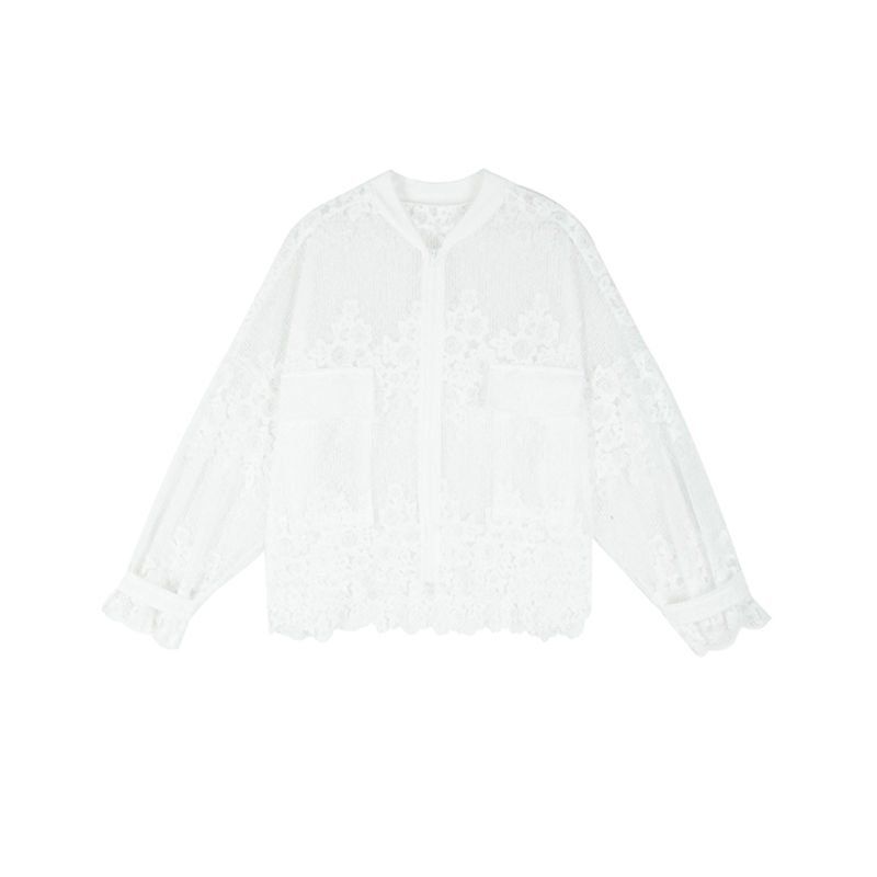 Hollow out Lace Sun Protective Clothing Women's Summer New Korean Style Loose Long Sleeves Outer Match Tup Cardigan White Thin Coat Fashion