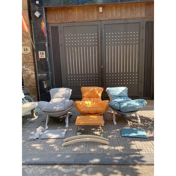 Ghế sofa bập bênh thư giãn kèm đôn để chân, Ghế bành sang trọng nằm đọc sách xem phim- Kiwi.baby.shop