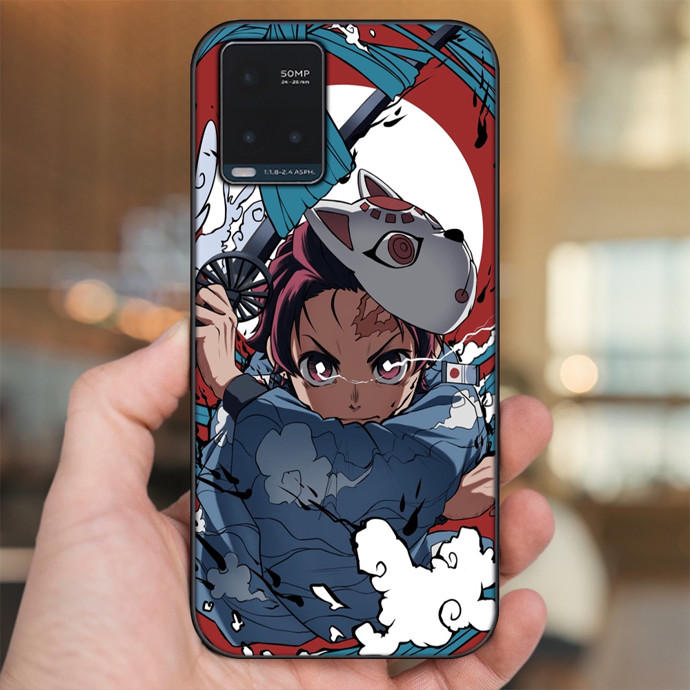 Ốp lưng Vivo Y21s, Y33s viền đen in hình Tanjiro Kimetsu No Yaiba