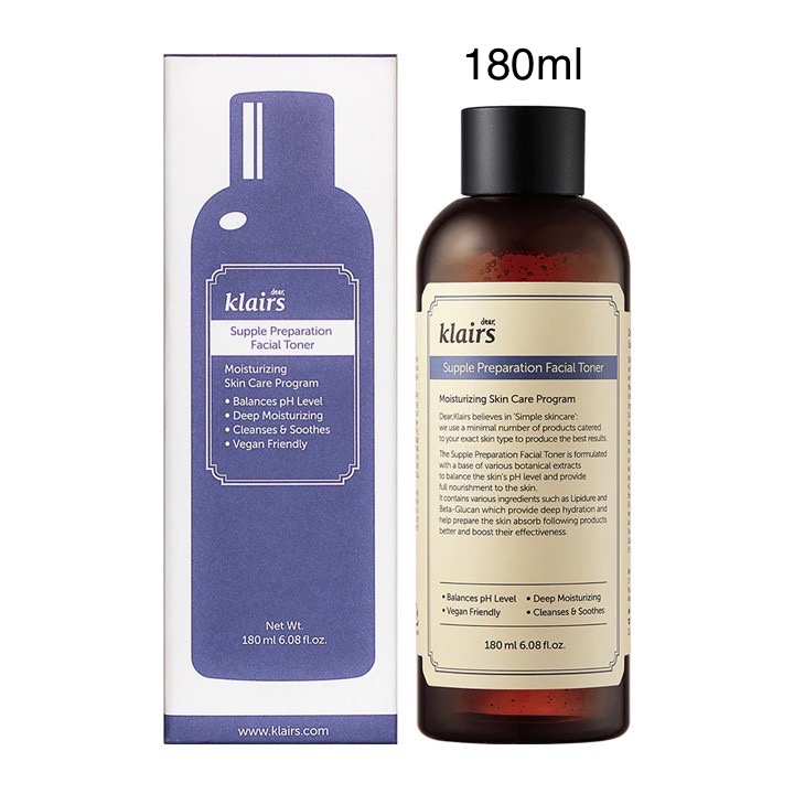 COMBO 2 Chai Nước Hoa Hồng Klairs Supple Preparation Facial Toner 180ml