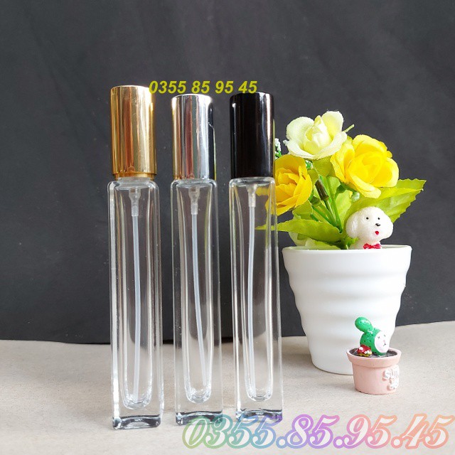 Chai lọ chiết nước hoa VUÔNG cao thủy tinh 10ml - chai chiết nước hoa, lọ nước hoa