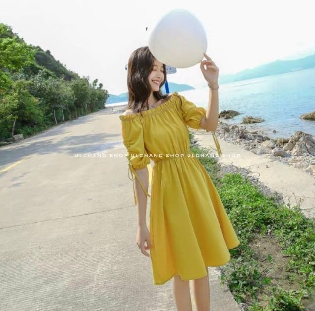 Đầm trễ vai dây rút tay siêu xinh _(sẵn ảnh thật ) | BigBuy360 - bigbuy360.vn