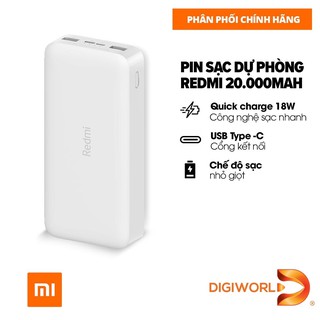 Pin sạc dự phòng Redmi 20000mAh Sạc Nhanh 18W - Hàng Chính Hãng Digiworld