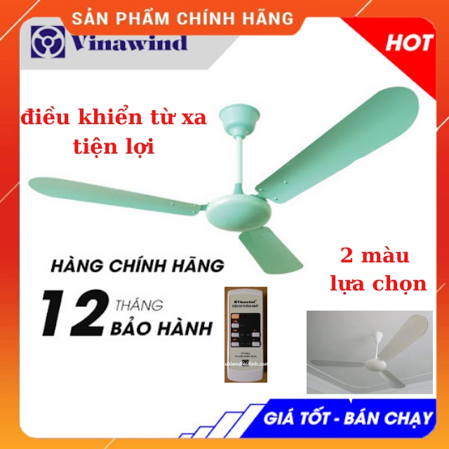 Quạt Trần Điện Cơ THỐNG NHẤT Có Điều Khiển- Vinawind- sải cánh 1400 -QT1400X-75W ,quạt mạnh ,Chạy êm ,Bền