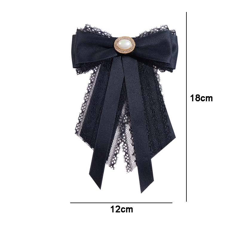 Cài Áo Hình Nơ Phối Ren Đính Ngọc Trai Thời Trang Cho Nữ