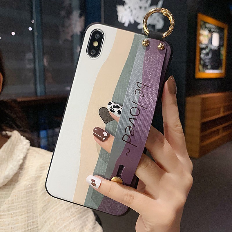 Ốp lưng Samsung S10 S10+ S9 S9+ S8 S8+ Note 20 Ultra 10 Plus Lite Pro 3D Relief Fashion Color bar Soft Case Cover+Wristband