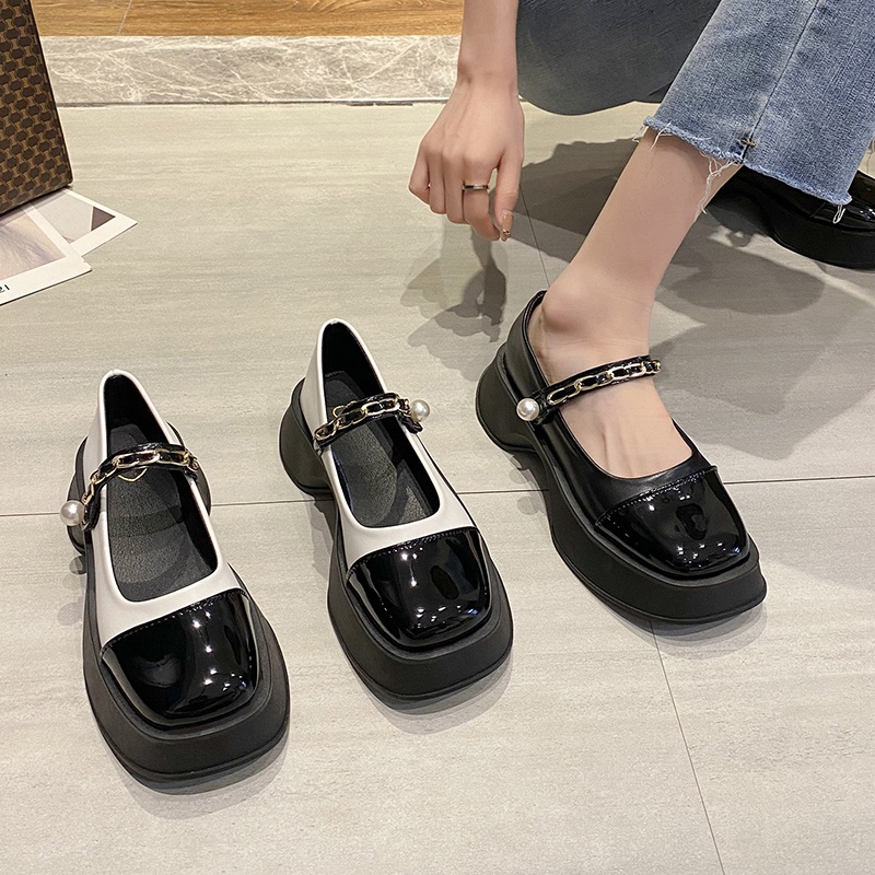 Giày Búp Bê Da Đế Dày Phối Màu Thời Trang Chất Lượng Cao Cho Nữ