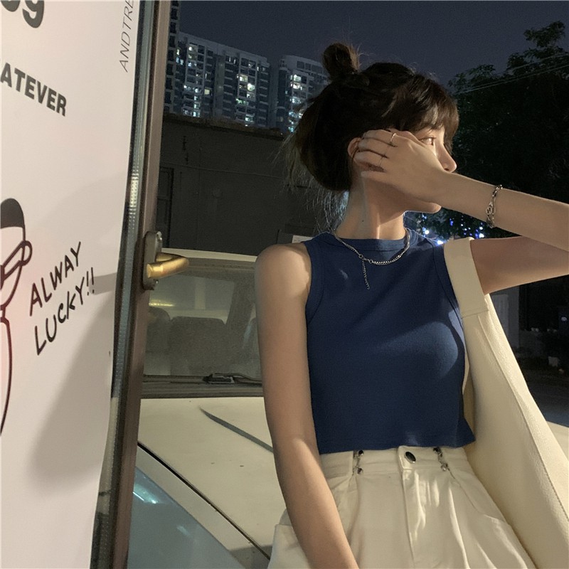 NZN Áo sát nách cổ tròn dáng ngắn trẻ trung thời trang cho nữ