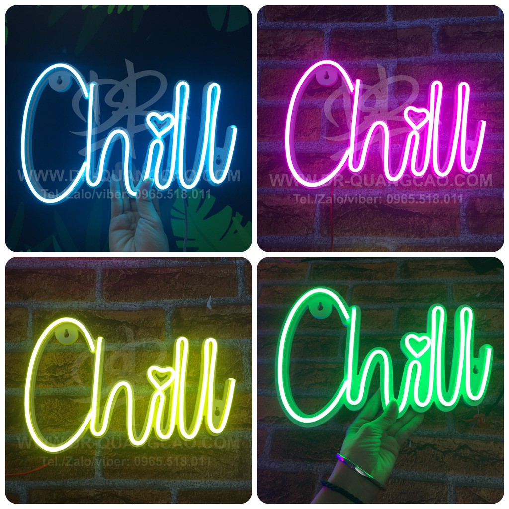 Đèn led neon Chill trang trí phòng ngủ, góc học tập, làm quà sinh nhật ý nghĩa